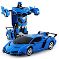 Miniatyrbilde 1 av 5: 2 i 1 barn elektrisk RC bil transformerande robot leksak present för barn Blå Blå