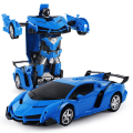 Pikkukuva 1 / 5: 2 in 1 barn elektrisk RC bil transformerande robot leksak present för barn Blå Blå