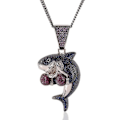 Miniatyrbillede 1 af 5: Mode Utsökt Zirkon Boxningshandskar Hänge Halsband Punk Män S Rock Hip Hop Smycken A6677-Silver