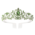 Miniatyrbillede 1 af 5: Krystal Rhinestone Krone Coiffure Krone Tiara GRÖN Grøn Green