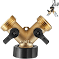 Miniatyrbillede 1 af 4: Y-kobling, slangekobling, dobbeltventilhane, 2-vejs Y-split, 3/4\" til tilslutning af 2 enheder