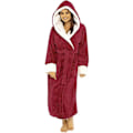 Miniatyrbilde 1 av 4: Kvinners Sherpa Fleece Morgenkåpe Myk Morgenkåpe Hette Plysj Håndkle Badrock Rød Red