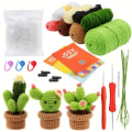 Miniatyrbild 3 av 5: 3-pack grönt virkat stickset, perfekt för nybörjare och entusiaster. Virkningsset med garn, polyesterfiber, tillbehör i slumpmässiga färger.