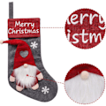 Miniatyrbild 2 av 5: Heyone julstrumpor, 18 tum med handgjorda plysch Tomte Gnomes, för juldekorationer för fritidshus, 3-pack, röd grön grå