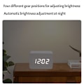 Miniatyrbillede 4 af 5: Digital trævækkeur med justerbar lysstyrke, stemmestyring, LED-ur, rektangulær skærm, tid, temperatur, hjemindretning