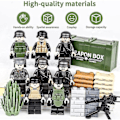 Miniatyrbild 4 av 4: 8 st Militära Minifigurer Bas WW2 Set + Vapen Kit Armé Vapen Soldater Leksaker