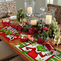 Pikkukuva 4 / 5: God Jul Oavsett bordstabletter Set med 4, Julgransbord bordstabletter Hem Köksinredning,Vinter Snöflinga dekoration 30,48 x 45,72 cm