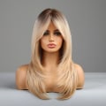 Miniatyrbilde 3 av 4: 26 tommer lang Ombre lys blond parykk med lugg, parykk