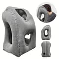 Travel Pillow Inflatable Neck Pillow Ergonomic Support for Airplane Train Office and Car_TF_TF Grå