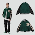 Miniatyrbillede 4 af 5: Harajuku Bomberjakker Par Baseballjakke H?st Unisex V Sort M