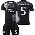 Miniatyrbild 1 av 2: 24-25 Real Madrid Joint No.5 Bellingham Barnfotbollsträningsdräkt Set för Vuxna Svart Black 22
