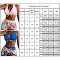 Miniatyrbilde 4 av 4: Dame Polstret Bikini Sett med Bladtrykk, Halterneck-BH, Knyte-Topp, Høy Midje, Gutte-Shorts, Badedrakt, Sommer Strandklær (3XL Lys Rosa)
