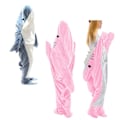 Miniatyrbillede 5 af 5: Haj filt pyjamas Shark Blanket Hoodie Vuxen Shark Bärbarfilt Grå M (130*70cm) Grå M (130*70cm)
