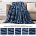 Miniatyrbilde 4 av 4: Fleecepledd - 3D-ribbad Jacquard Dekorativt gult teppe for sofa og seng, Lett Varm Koselig Myke Fuzzy Tepper 50x60 tommer