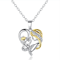 Pikkukuva 1 / 2: 925 hopeapinnoitettu äiti ja lapsi rakkaus sydän riipus kaulakoru korut lahjat (Rose Gold/Silver) Heyonelta (Silver)