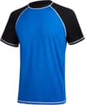 Herre kortærmet hurtigtørrende badetop surf UV solbeskyttelse badedragt (blå sort) XL blå sort blue black xl