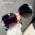 Miniatyrbilde 1 av 5: Rhinestone solbriller rammeløse solbriller Gradient gray