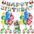 Miniatyrbillede 1 af 5: Super Mario fødselsdagsfest baggrund balloner banner SET 1