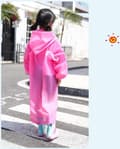 Regnponcho for barn, rosa EVA Mackintosh med hette, lett vanntett, passer 100-140 cm, for skole og camping