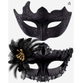Miniatyrbillede 5 af 5: Venetiansk Maske Par Maskerade Maske Dame Spids Venetiansk Maske til