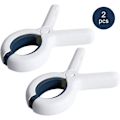 Miniatyrbilde 3 av 5: Strandhåndkleklemmer 2 stk, store hvite plastklemmer for solstoler, bassengklemmer