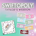 Pikkukuva 8 / 10: Swiftopoly Lautapeli Taylor Swift -aiheinen Monopoli Partypeli Swifties Lahja Green