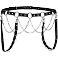 Miniatyrbild 1 av 4: Heyone Lädersele Midjebälte Punk Justerbar Gothic Metal Chain Tofs Strumpebandsbälte för kvinnor