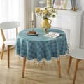 Round Cotton Linen Tablecloth, Stain Resistant Tassel Table Cloth Washable Table Cover 140x140cm