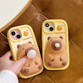 Miniatyrbild 6 av 7: iPhone Skyddsfodral, Sött 3D Kawaii Mobilskal med Roliga Capybara-bubblor, Tecknat Skal med Nyckelring, Tillverkat av Mjuk Silikongel iPhone13