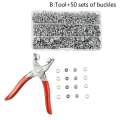 Miniatyrbild 1 av 5: Set tryckknappar verktygssats metall tryckknappar ringar med snabb silver B