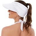 Miniatyrbillede 3 af 7: Solhatte til kvinder UV-beskyttelse Solskærm Bred Skygge Sommerhatte med hestehale Black White