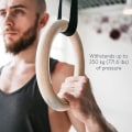 Pikkukuva 1 / 3: Puusta valmistetut voimistelu renkaat, mukaan lukien ripustusremmit - 2-6 metrin pituinen sarja - Säädettävät voimistelu renkaat - kotitreeniin ja kuntoiluun