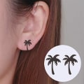 Miniatyrbillede 3 af 4: Heyone rustfrit stål Tiny Beach Palm Tree Stud øreringe sommerferie smykker