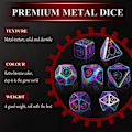 Miniatyrbilde 2 av 5: 7 stykker metall RPG terninger sett, rollespill DND Polyhedral D&D