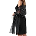 Miniatyrbild 1 av 7: Dam Scarves Sjal Mjukt Mode Silkeslen Satin Sjal för Brud Brudtärna Bröllop Kväll Fest Formell Bal Scarves Black