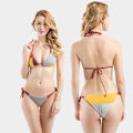 Miniatyrbillede 3 af 4: CDQ Sensuel farveblokerende bikini med matchende høj talje og åben ryg Graphic color MCDQ