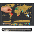 Miniatyrbild 1 av 7: Karta med Skrapa / Scratch Map / Världskarta - 82 x 59 cm Guld Gold