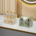 Miniatyrbillede 2 af 5: Kosmetisk arrangør, transparent diamantkrystal kosmetisk arrangør, arrangør, til skuffedekoration, badeværelsesbordplade (hvid)