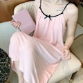 Miniatyrbild 7 av 8: Dam Slipklänning Spaghettiband Nattlinne Ärmlös Camisole Nattklänning för Hemma Rosa L