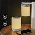 Miniatyrbild 8 av 8: Bluetooth-högtalare med pekkontroll, uppladdningsbar, bärbar, smart, liten högtalare med färgglada lampor för hemmet, vit