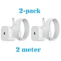 2-pakning - Kompatibel med iPhone-lader Hurtiglader - Adapter + Kabel 20W USB-C 2m