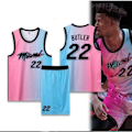 Miniatyrbillede 1 af 5: Baskettrøjer Sportstøj Jimmy Butler Miami Heat Nr 22 Baskettrøjer Voksne Børn Fodboldtrøjer Gradient farver børn 24（130-140cm）