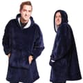 Oversized hettegenser med hette - Filt_tfrf Mörkblå blue