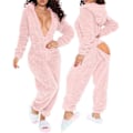 Miniatyrbilde 1 av 5: Kvinners Sexy Dyp V-Hals Bodycon Jumpsuit Pyjamas Langærmet Romper Nattøy Rosa Pink M