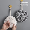 Miniatyrbild 3 av 3: Hängande handduk Chenille Handboll Mikrofiber Snabbtorkande Hängande bomull Handduk Diskhanddukar Badrum Badboll För Kök Badrum (grå)