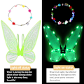 Miniatyrbild 3 av 7: Glittrande Fe-vingar för Vuxna, LED-Hårband för Karneval och Temanfester Stjärngrön Stjärngrön Stjärngrön