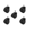 Miniatyrbillede 1 af 3: 5-pak Hjul til Kontorstol - 11 mm Black Svart