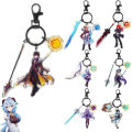 Miniatyrbilde 5 av 5: Søt Genshin Impact Cosplay Akryl Nøkkelring Tilbehør Anheng Nøkkelring Spill Fans Gave 8 x 5 cm (3,15 tommer x 1,97 tommer)