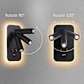 Miniatyrbilde 3 av 5: LED Vegglampe, Sengelampe Leselys Med Strømbryter, USB Ladingspورت, Soverom Stemningsbelysning Justerbar Spotlight (3w 3000k + 9w 6000k) Svart
