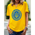 Miniatyrbild 1 av 5: Stå med Ukraina V-ringad T-shirt Stop War Support Ukrainians Tee zdq